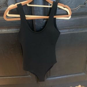 Black ribbed body suit